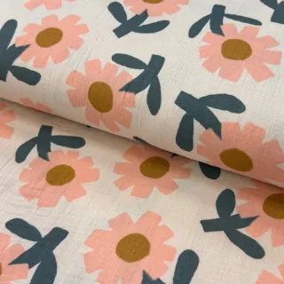 Mușelină Flowers peach by JENNIFER BOURON ORGANIC