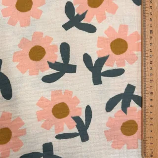 Mușelină Flowers peach by JENNIFER BOURON ORGANIC