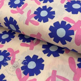 Mușelină Flowers blue by JENNIFER BOURON ORGANIC