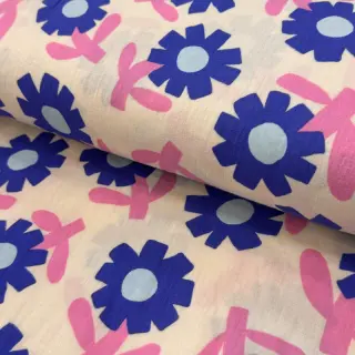 Mușelină Flowers blue by JENNIFER BOURON ORGANIC