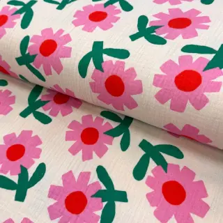 Mușelină Flowers natural/pink by JENNIFER BOURON ORGANIC