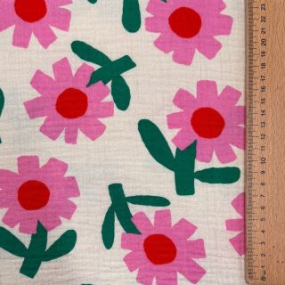 Mușelină Flowers natural/pink by JENNIFER BOURON ORGANIC