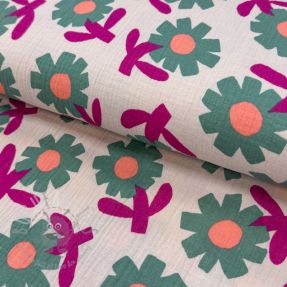 Mușelină Flowers green by JENNIFER BOURON ORGANIC