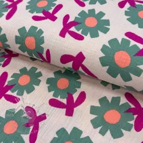 Mușelină Flowers green by JENNIFER BOURON ORGANIC