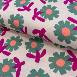 Mușelină Flowers green by JENNIFER BOURON ORGANIC