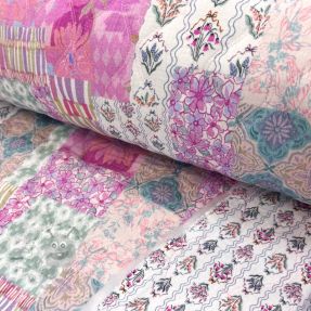 Mușelină STEPPED Flowers light pink digital print