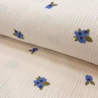 Mușelină EMBROIDERY STRIPED Fruit natural