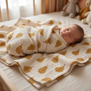 Mușelină Pears ochre by JENNIFER BOURON ORGANIC