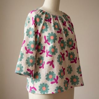 Mușelină Flowers green by JENNIFER BOURON ORGANIC