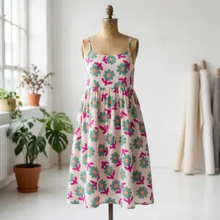 Mușelină Flowers green by JENNIFER BOURON ORGANIC