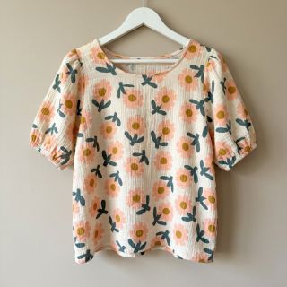 Mușelină Flowers peach by JENNIFER BOURON ORGANIC