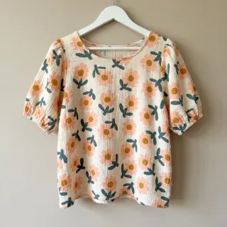 Mușelină Flowers peach by JENNIFER BOURON ORGANIC