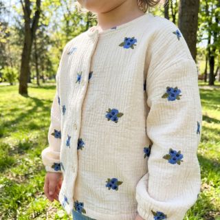 Mușelină EMBROIDERY STRIPED Fruit natural