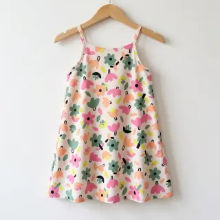 Țesătură din bumbac Flowers natural/green by JENNIFER BOURON ORGANIC
