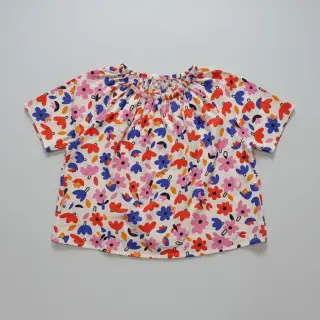 Țesătură din bumbac Flowers natural/blue by JENNIFER BOURON ORGANIC