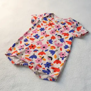 Țesătură din bumbac Flowers natural/blue by JENNIFER BOURON ORGANIC