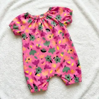 Țesătură din bumbac Flowers pink by JENNIFER BOURON ORGANIC