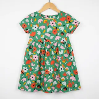 Țesătură din bumbac Flowers green by JENNIFER BOURON ORGANIC