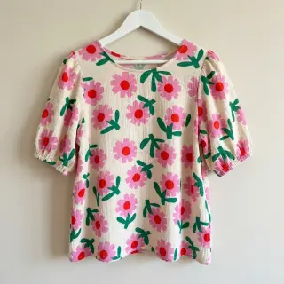 Mușelină Flowers natural/pink by JENNIFER BOURON ORGANIC