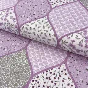 Țesătură din bumbac Flowers patchwork lilac