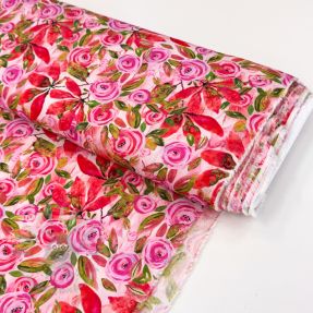 Viscoză RAYON POPLIN Printed Rosie design A
