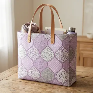 Țesătură din bumbac Flowers patchwork lilac