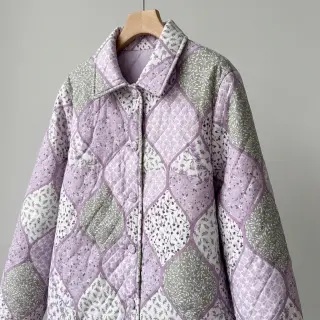 Țesătură din bumbac Flowers patchwork lilac