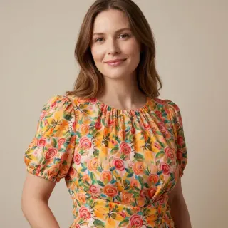 Viscoză RAYON POPLIN Printed Rosie design C