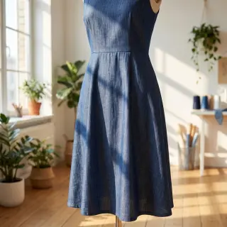 Țesătură din bumbac JEANS Chambre dark blue