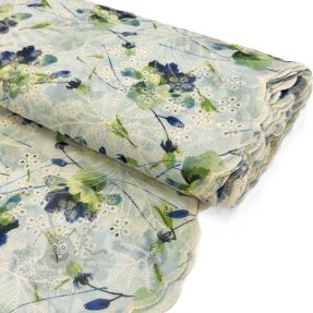 Țesătură din bumbac cu amestec EMBROIDERY Rose green