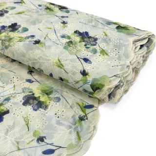 Țesătură din bumbac cu amestec EMBROIDERY Rose green
