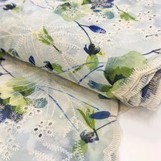 Țesătură din bumbac cu amestec EMBROIDERY Rose green