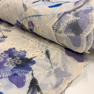Țesătură din bumbac cu amestec EMBROIDERY Rose blue
