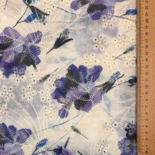 Țesătură din bumbac cu amestec EMBROIDERY Rose blue