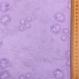 Țesătură din bumbac EMBROIDERY Catchy leaves purple