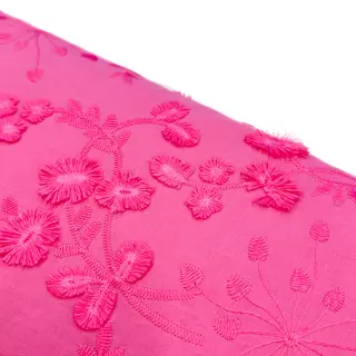Țesătură din bumbac EMBROIDERY Catchy leaves pink