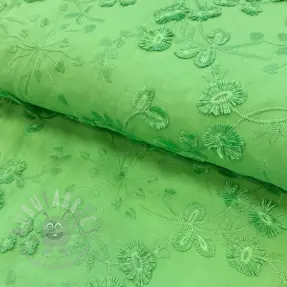 Țesătură din bumbac EMBROIDERY Catchy leaves green