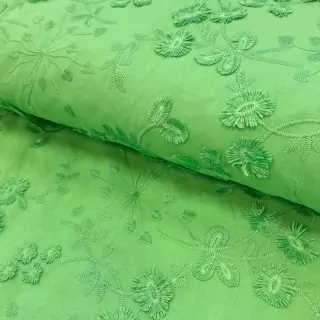 Țesătură din bumbac EMBROIDERY Catchy leaves green