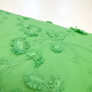 Țesătură din bumbac EMBROIDERY Catchy leaves green