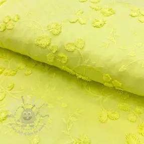 Țesătură din bumbac EMBROIDERY Catchy leaves lime