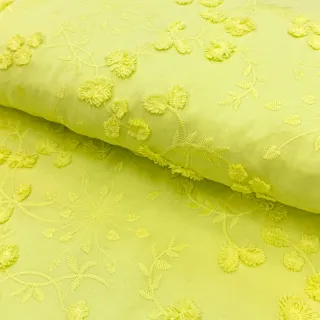 Țesătură din bumbac EMBROIDERY Catchy leaves lime