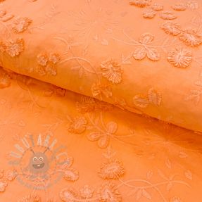 Țesătură din bumbac EMBROIDERY Catchy leaves orange