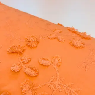 Țesătură din bumbac EMBROIDERY Catchy leaves orange