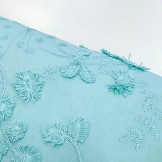 Țesătură din bumbac EMBROIDERY Catchy leaves aqua