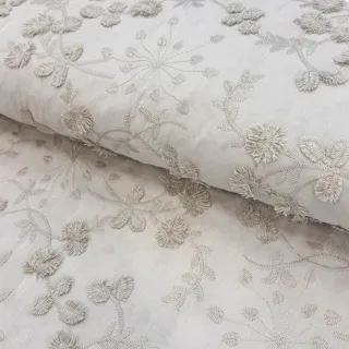 Țesătură din bumbac EMBROIDERY Catchy leaves beige