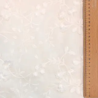 Țesătură din bumbac EMBROIDERY Catchy leaves off white