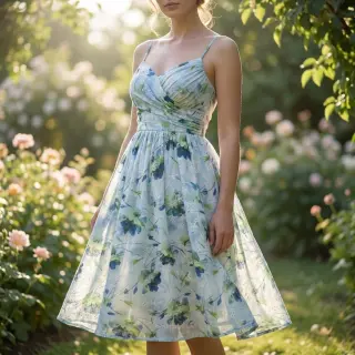 Țesătură din bumbac cu amestec EMBROIDERY Rose green