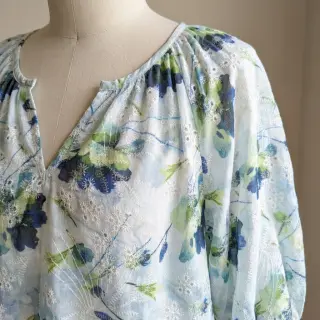 Țesătură din bumbac cu amestec EMBROIDERY Rose green