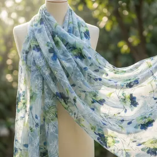 Țesătură din bumbac cu amestec EMBROIDERY Rose green