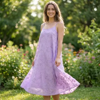 Țesătură din bumbac EMBROIDERY Catchy leaves purple